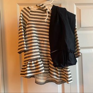 Black and white striped lace hoodie outfit leggings